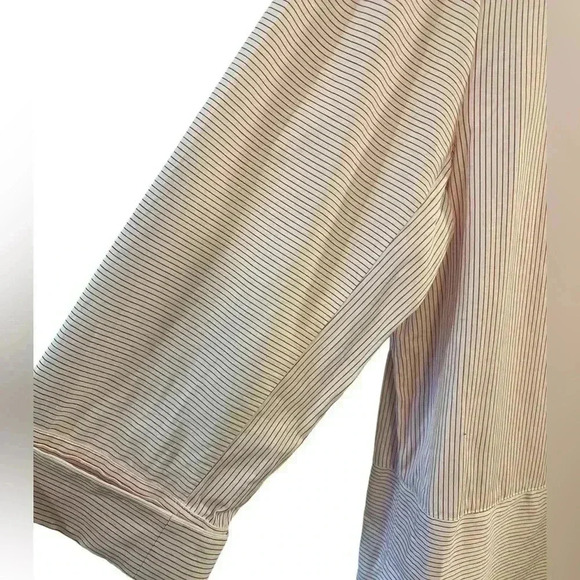 Vince button front tunic pin stripe red white 3/4 sleeve large - Picture 5 of 11